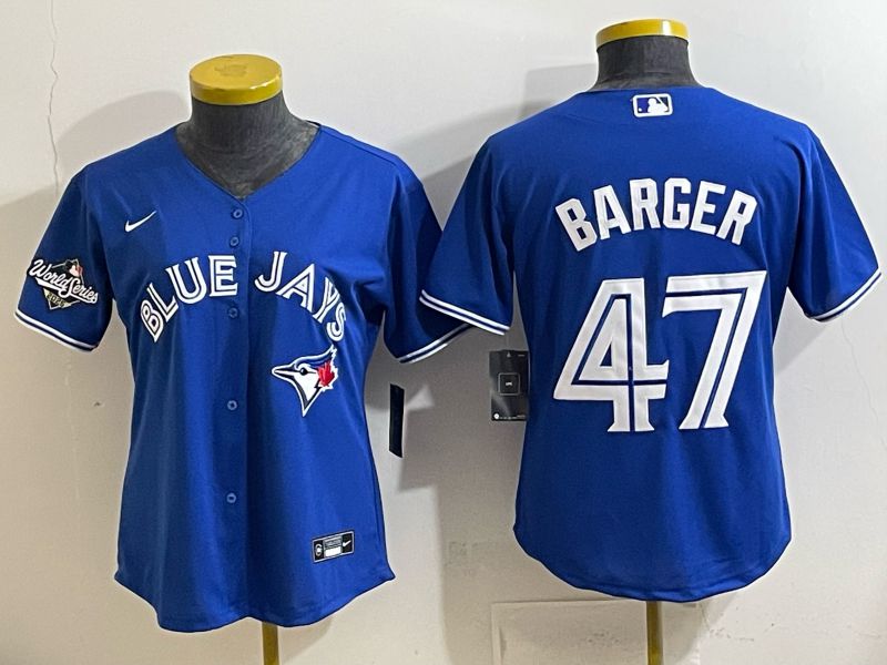 Women 2025 Nike Toronto Blue Jays #47 Barger Blue Game MLB Jersey 03->women mlb jersey->Women Jersey